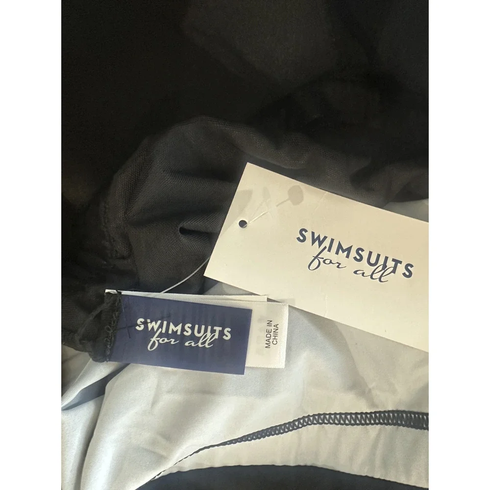 NWT Swimsuits For All 1 Piece Swim Dress Black White Dot Swimdress Plus Size 18 - Picture 4 of 9